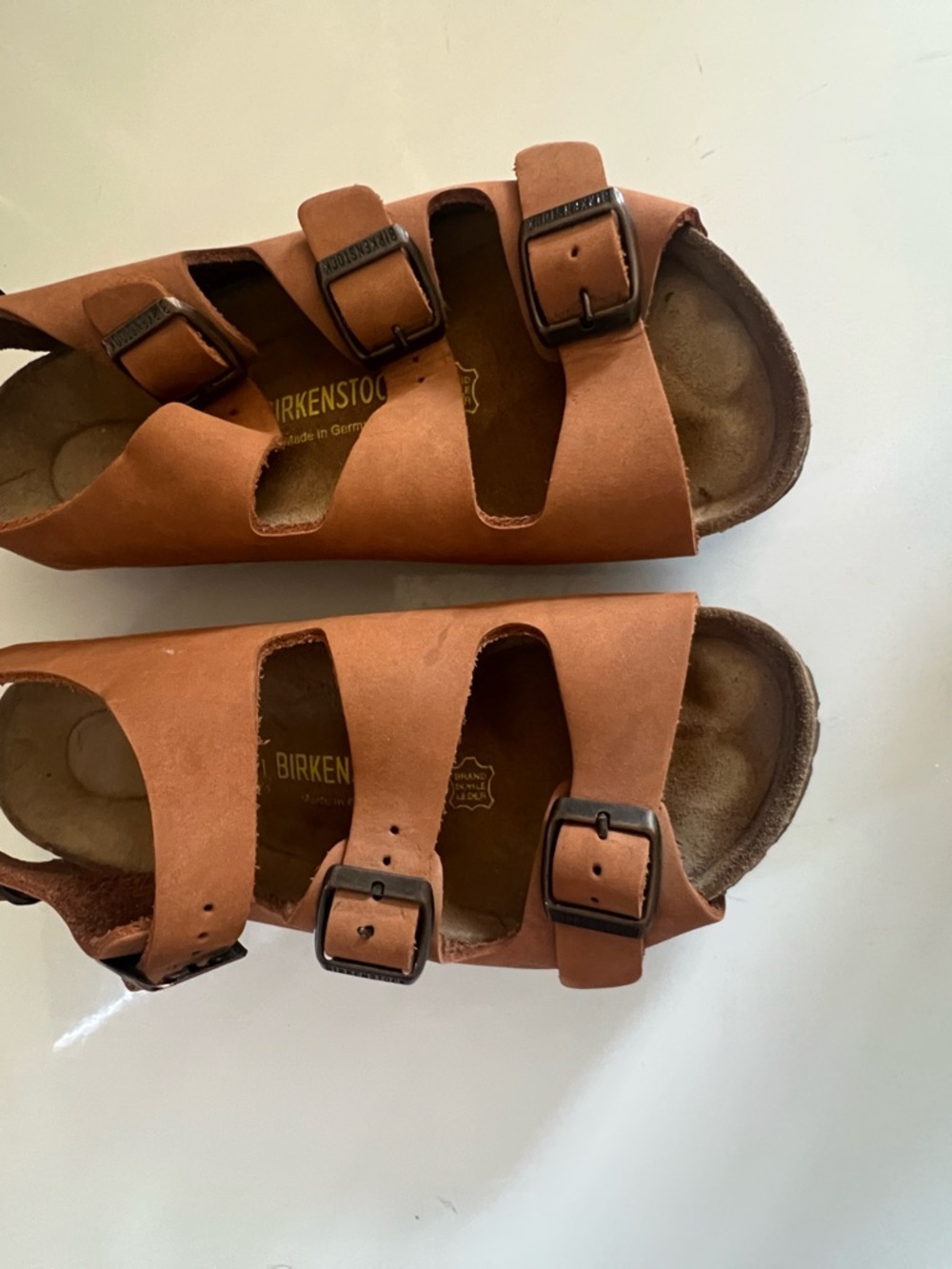 Birkenstock Brown Triple-Strap Leather Sandals